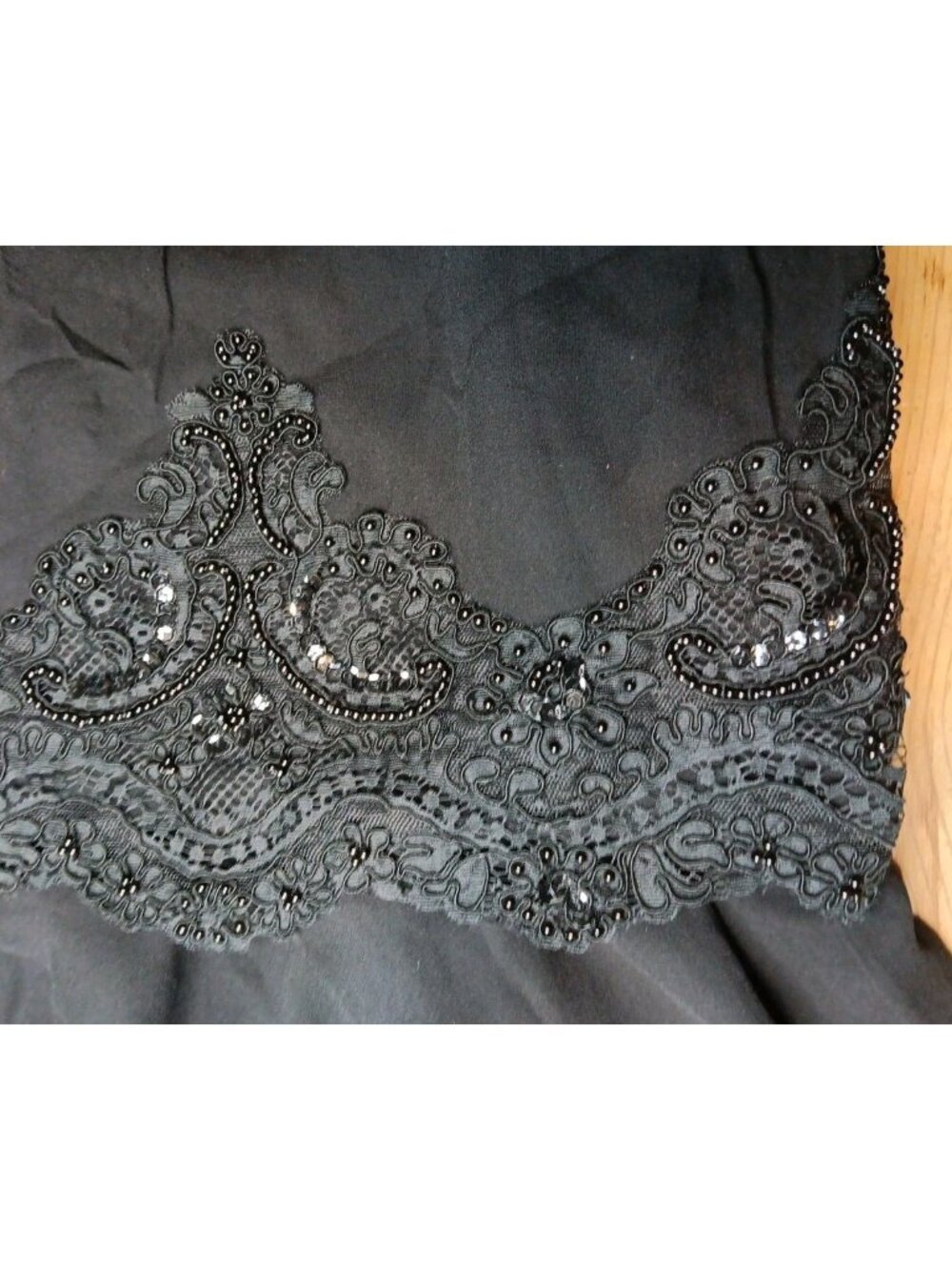 Vtg Gazzelle Ciampi Magali Evening Silk Dress Women 14  Beaded Midi Sheer Sleeve - Picture 2 of 7